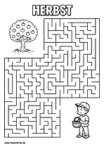 Kind sucht Äpfel Labyrinth zum Drucken