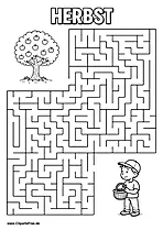 Kind sucht Äpfel Labyrinth zum Drucken