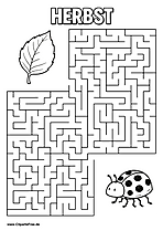 Marienkäfer sucht Baumblatt Labyrinth zum Drucken