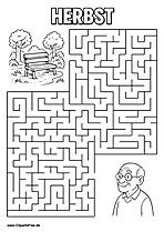 Opa sucht Bank im Park Labyrinth zum Drucken