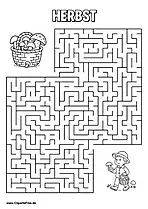 Rätsel-Labyrinth 'Junge sucht Pilze im Wald' download als PDF