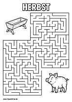 Schweinchen sucht Futterkrippe Labyrinth zum Drucken