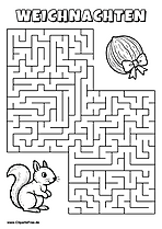Eichhörnchen sucht Walnuss Labyrinth zum Drucken