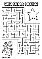 Engel sucht Stern Labyrinth zum Drucken