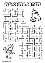 Engel sucht Weihnachtsglocke Labyrinth zum Drucken