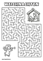 Labyrinth- und Irrgärten-Rätsel zum Thema 'Weihnachten'