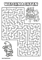 Gnom sucht Geschenkewerkstatt Labyrinth zum Drucken