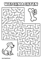 Hund sucht Knochen Labyrinth zum Drucken