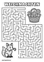 Irrgarten zum Drucken 'Hilf dem Fuchs, den Weg zu der Baumhöhle zu finden'