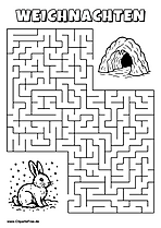 Irrgarten zum Drucken 'Hilf dem Hasen, den Weg zu der Höhle zu finden'