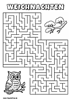 Irrgarten zum Drucken 'Hilf der Eule, den Weg zu dem Baumast zu finden'