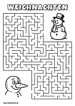 Irrgarten zum Drucken 'Hilf einem Schneemann, den Weg zu anderem Schneemann zu finden'
