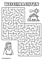 Josef sucht Weihnachtskrippe Labyrinth zum Drucken