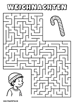 Kind sucht Zuckerstange Labyrinth zum Drucken