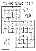 Kleiner weisser Bär sucht Mama Labyrinth zum Drucken