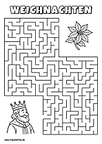 König sucht Weihnachtsstern Labyrinth zum Drucken