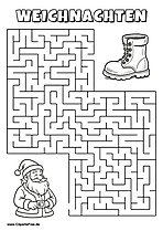 Nikolaus sucht Stiefel Labyrinth zum Drucken