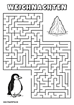 Pinguin sucht Eisberg Labyrinth zum Drucken