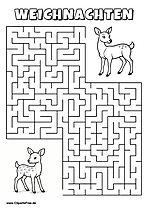 Rehbaby sucht Rehmama Labyrinth zum Drucken