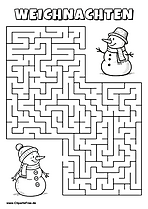 Schneemann sucht Freund Labyrinth zum Drucken