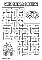 Weihnachtsmann sucht Plätzchen Labyrinth zum Drucken