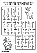 Weihnachtsmann sucht Rentier Labyrinth zum Drucken