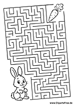 Labyrinth-Rätsel, Irrgarten-Bild 'Hase sucht Karotte' download als PDF