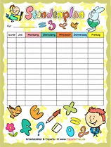 Stundenpläne im PDF-Format für Kinder