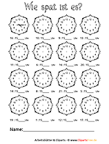 Bastelvorlage Uhr für Grundschule