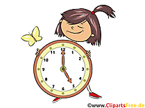 Mädchen mit Zifferblatt Illustration für Schulunterricht