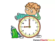 Schüler mit Uhr - Bild für Schulunterricht in Farbe