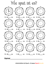 Uhren und Uhrzeit Arbeitsblätter drucken