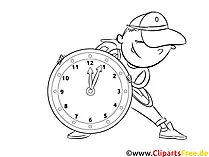 Zum Ausmalen Bild Uhr lernen in der Schule