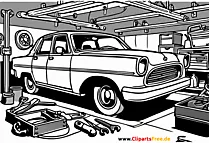 Ụgbọ ala sitere na 60s na ogbako clipart ojii na ọcha