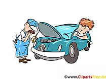 Autoreparatur in Werkstatt Bild, Illustration, Clipart gratis