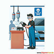 Abgasuntersuchung Clipart zum Thema Kfz-Werkstatt