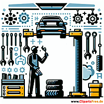 Auspuff reparieren Clipart zum Thema Kfz-Werkstatt