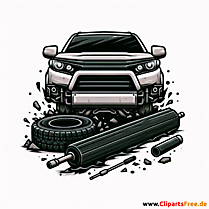 Auto mit Schäden Clipart zum Thema Kfz-Werkstatt