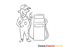 Auto tanken Zeichnung, Grafik, Clipart schwarz-weiss