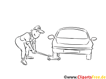 Autopanne Zeichnung, Grafik, Clipart schwarz-weiss