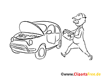 Autoservice Zeichnung, Grafik, Clipart schwarz-weiss