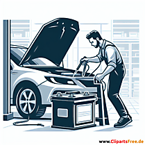 Batterie austauschen Clipart zum Thema Kfz-Werkstatt