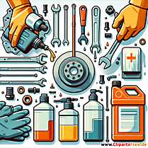 Bremsenreparatur Clipart zum Thema Kfz-Werkstatt