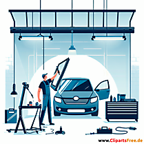 Fensterheber reparieren Clipart zum Thema Kfz-Werkstatt