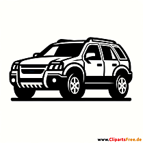 Geländewagen Clipart schwarz-weiß