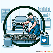 Getriebeöl wechseln Clipart zum Thema Kfz-Werkstatt