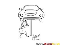 Kfz-Inspektion Zeichnung, Grafik, Bild schwarz-weiss