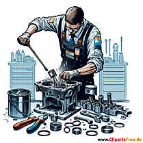 Kolbenringe wechseln Clipart zum Thema Kfz-Werkstatt