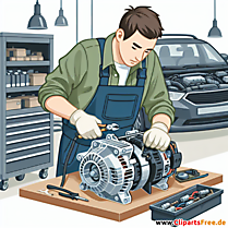 Lichtmaschine reparieren Clipart zum Thema Kfz-Werkstatt