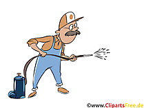 Mechanicker mit Schmierstoff in Werkstatt Clipart, Bild, Illustration